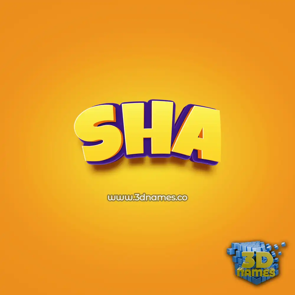 sha in Orange Toon style - 3D name wallpaper