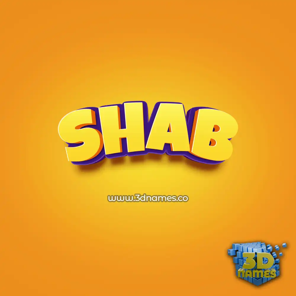 shab in Orange Toon style - 3D name wallpaper