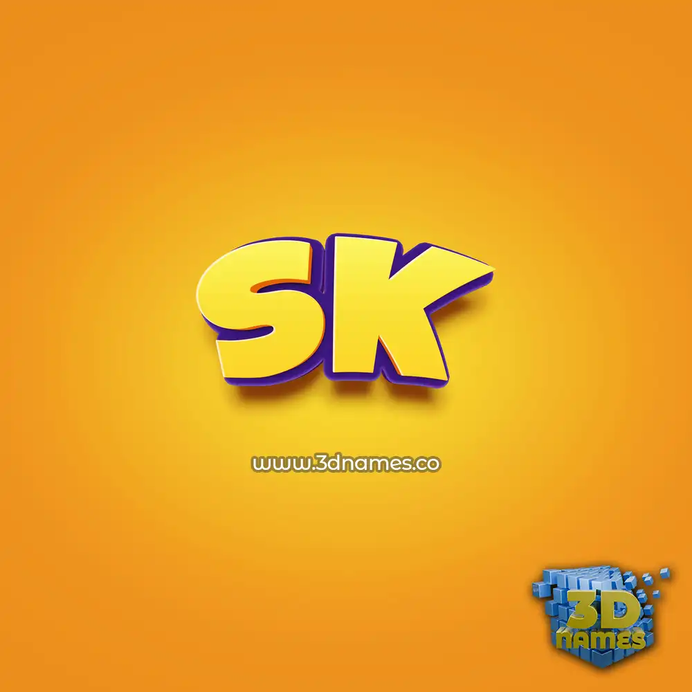 sk in Orange Toon style - 3D name wallpaper