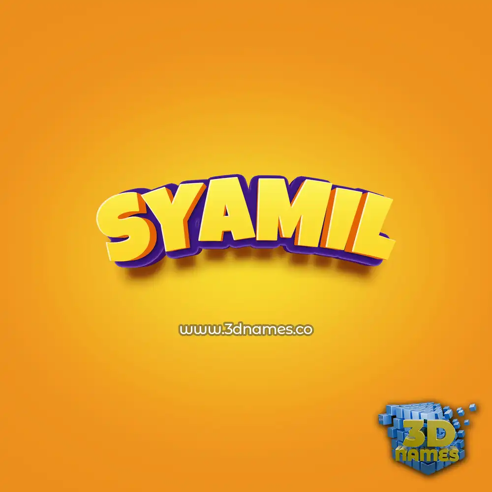 syamil in Orange Toon style - 3D name wallpaper