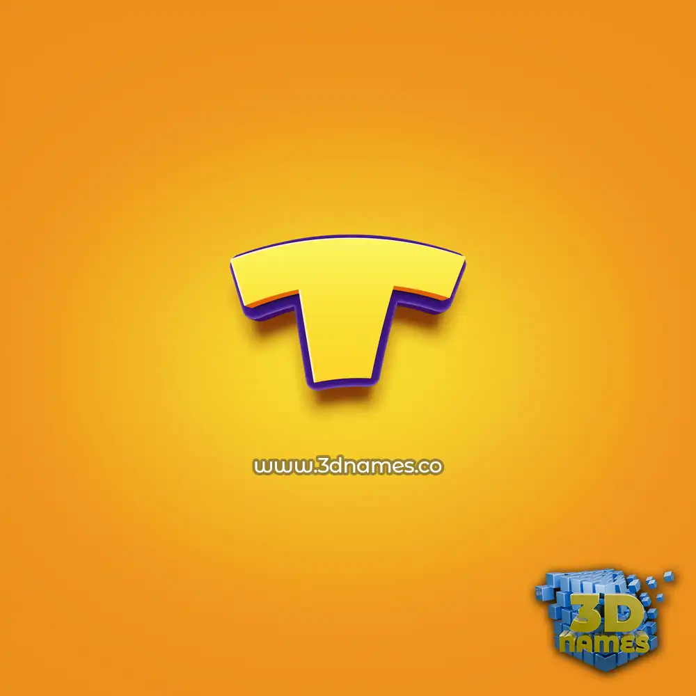t in Orange Toon style - 3D name wallpaper