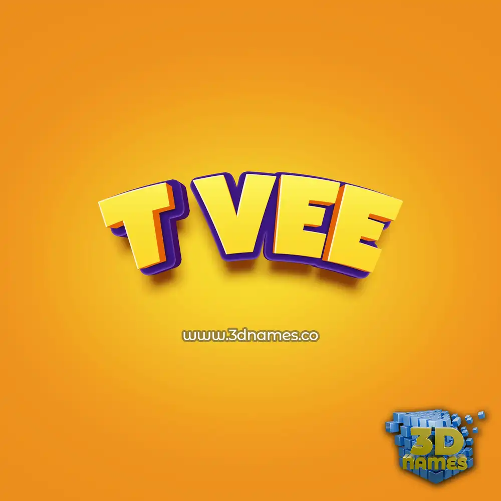 t vee in Orange Toon style - 3D name wallpaper