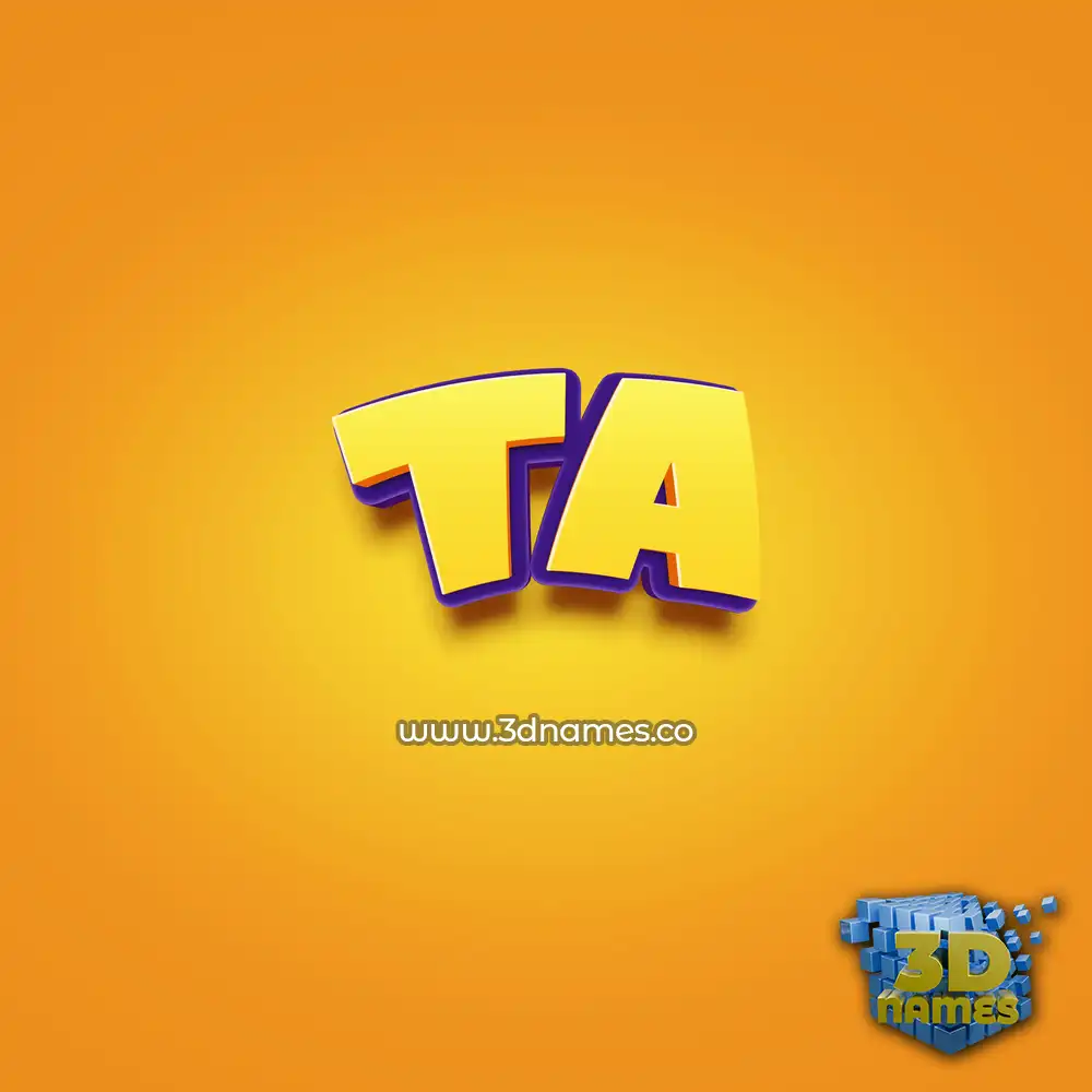 ta in Orange Toon style - 3D name wallpaper