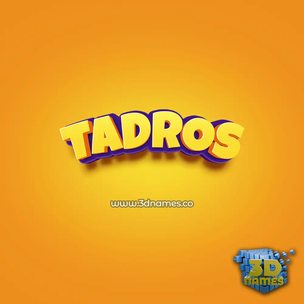 tadros in Orange Toon style - 3D name wallpaper