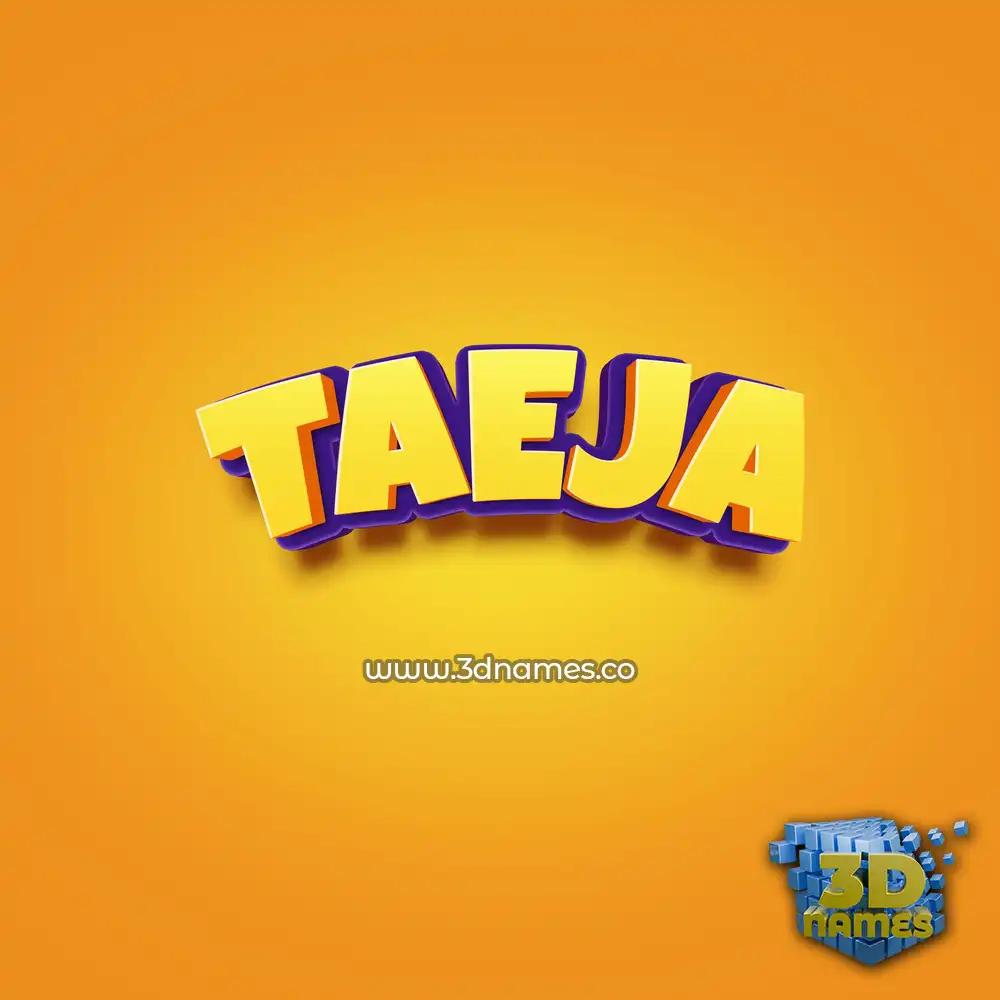 taeja in Orange Toon style - 3D name wallpaper