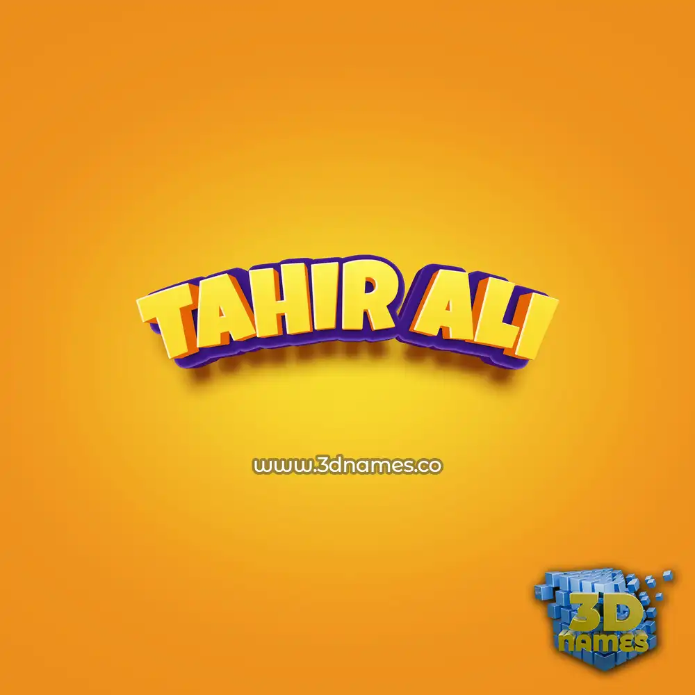 tahir ali in Orange Toon style - 3D name wallpaper