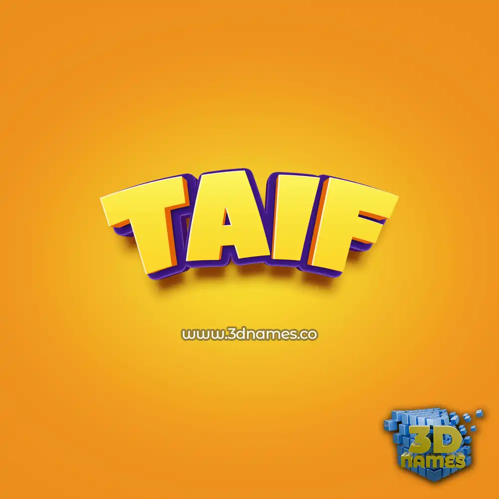 taif in Orange Toon style - 3D name wallpaper