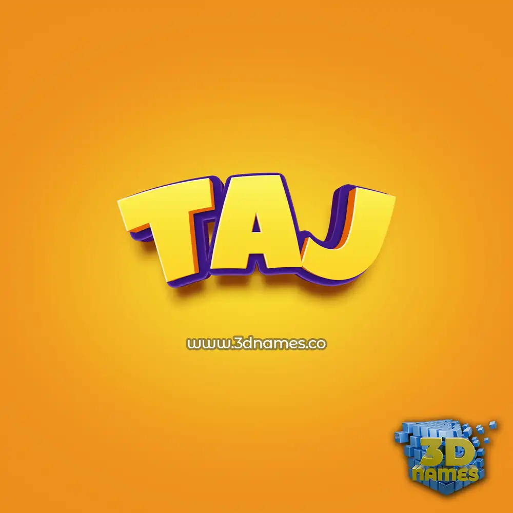 taj in Orange Toon style - 3D name wallpaper