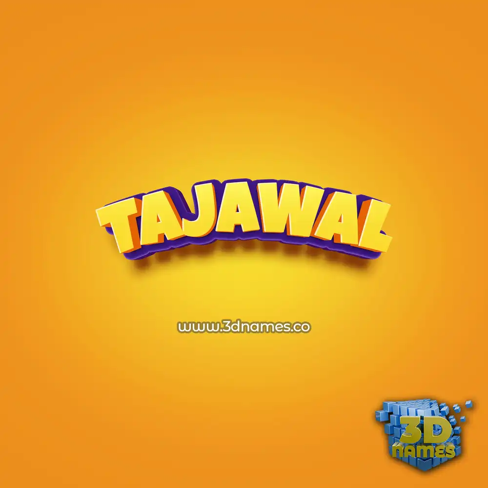 tajawal in Orange Toon style - 3D name wallpaper