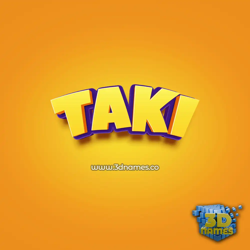 taki in Orange Toon style - 3D name wallpaper