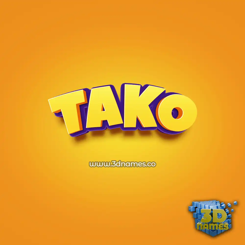 tako in Orange Toon style - 3D name wallpaper