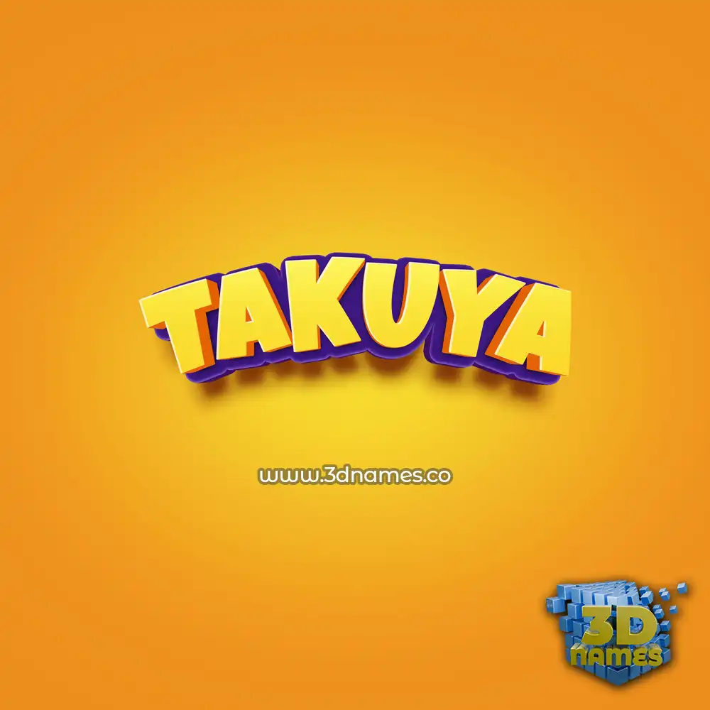 takuya in Orange Toon style - 3D name wallpaper