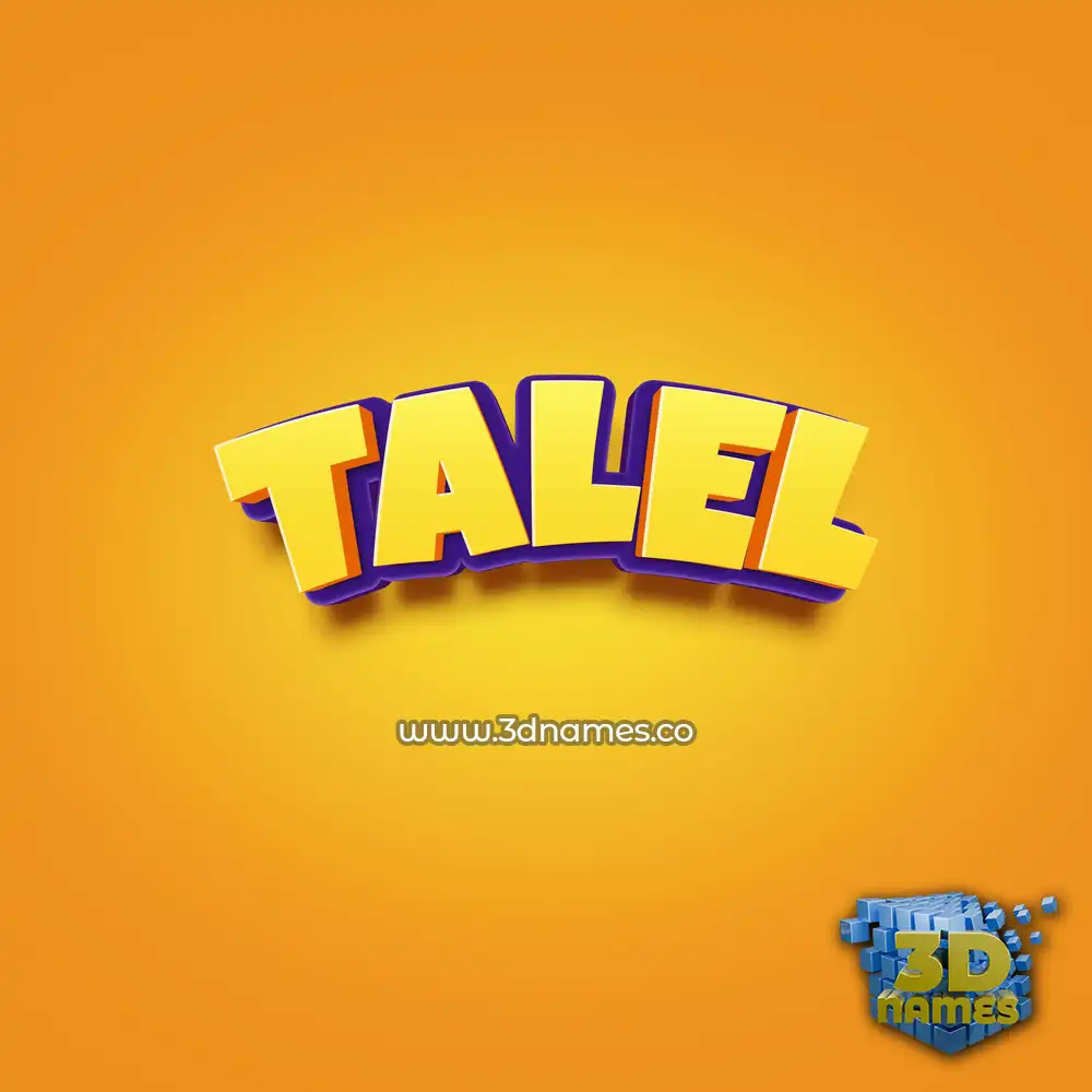 talel in Orange Toon style - 3D name wallpaper