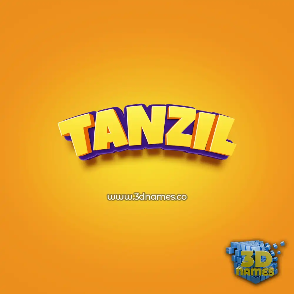 tanzil in Orange Toon style - 3D name wallpaper