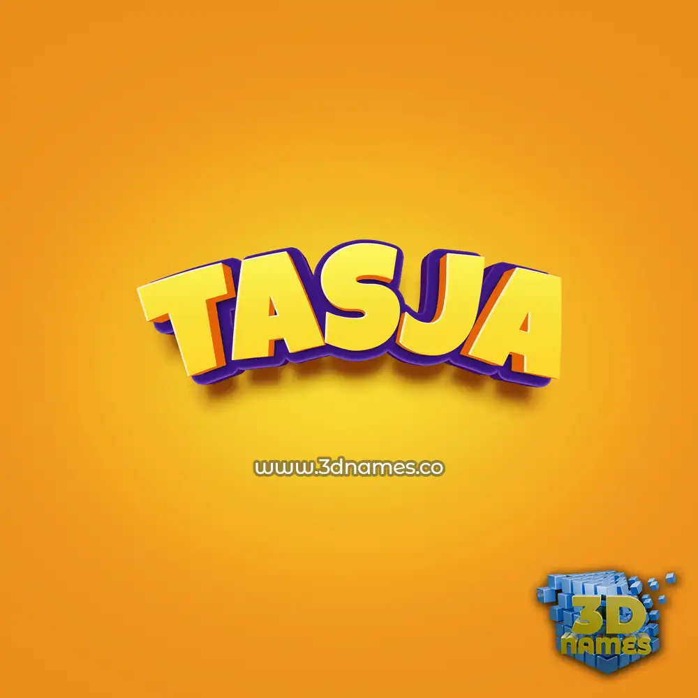 tasja in Orange Toon style - 3D name wallpaper