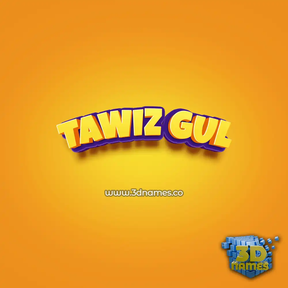 tawiz gul in Orange Toon style - 3D name wallpaper