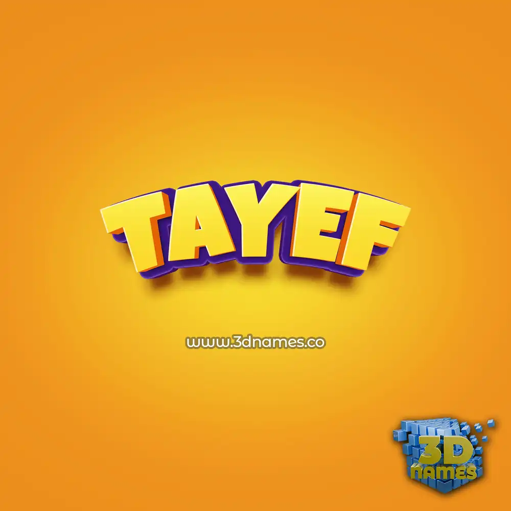 tayef in Orange Toon style - 3D name wallpaper