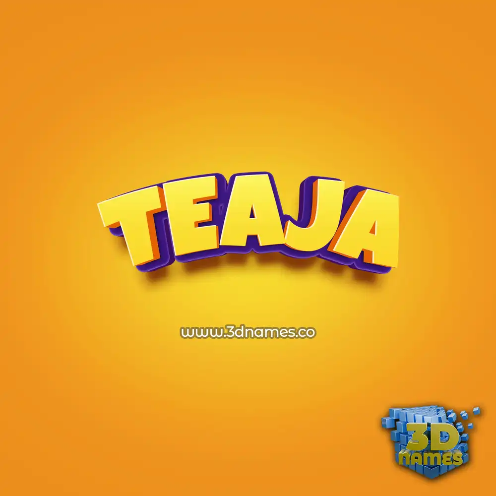 teaja in Orange Toon style - 3D name wallpaper