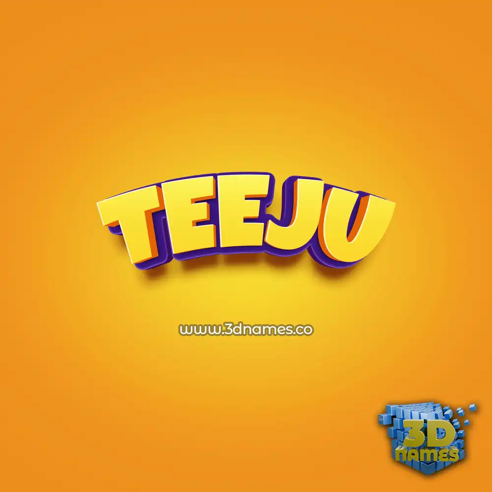 teeju in Orange Toon style - 3D name wallpaper