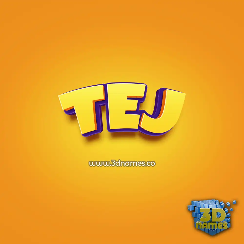 tej in Orange Toon style - 3D name wallpaper