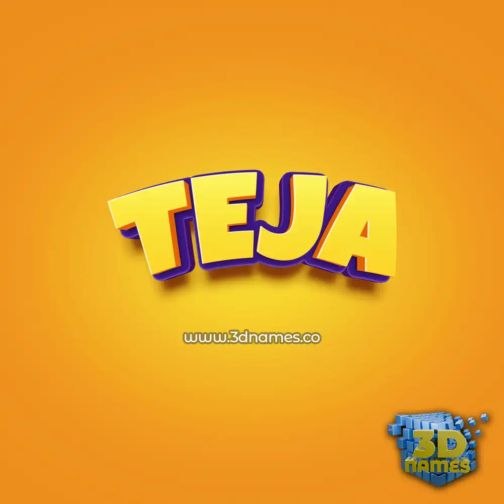 teja in Orange Toon style - 3D name wallpaper