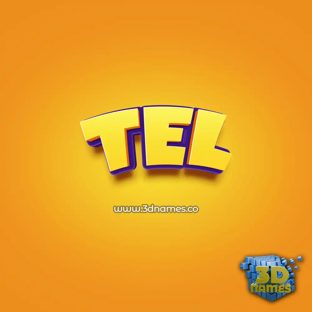 tel in Orange Toon style - 3D name wallpaper