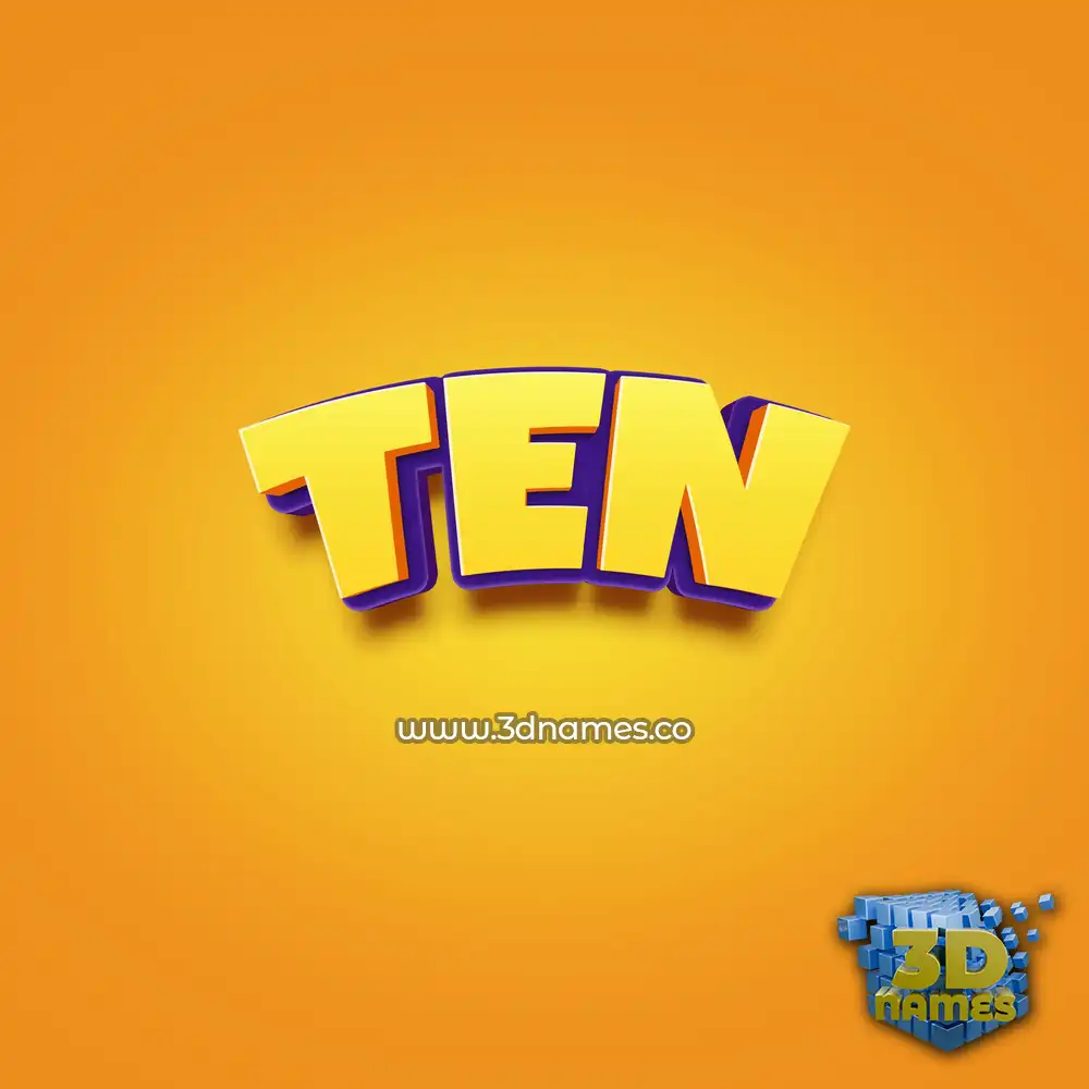 ten in Orange Toon style - 3D name wallpaper