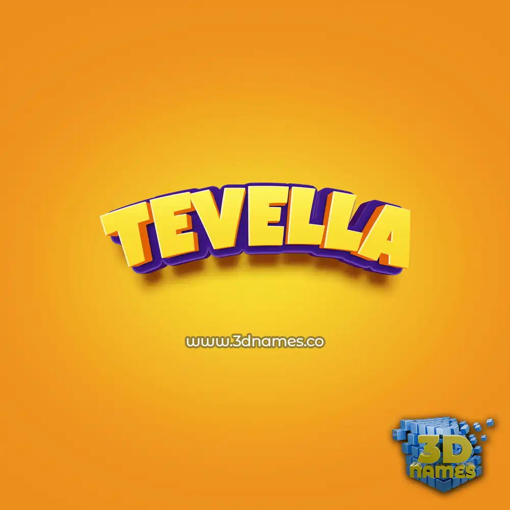 tevella in Orange Toon style - 3D name wallpaper