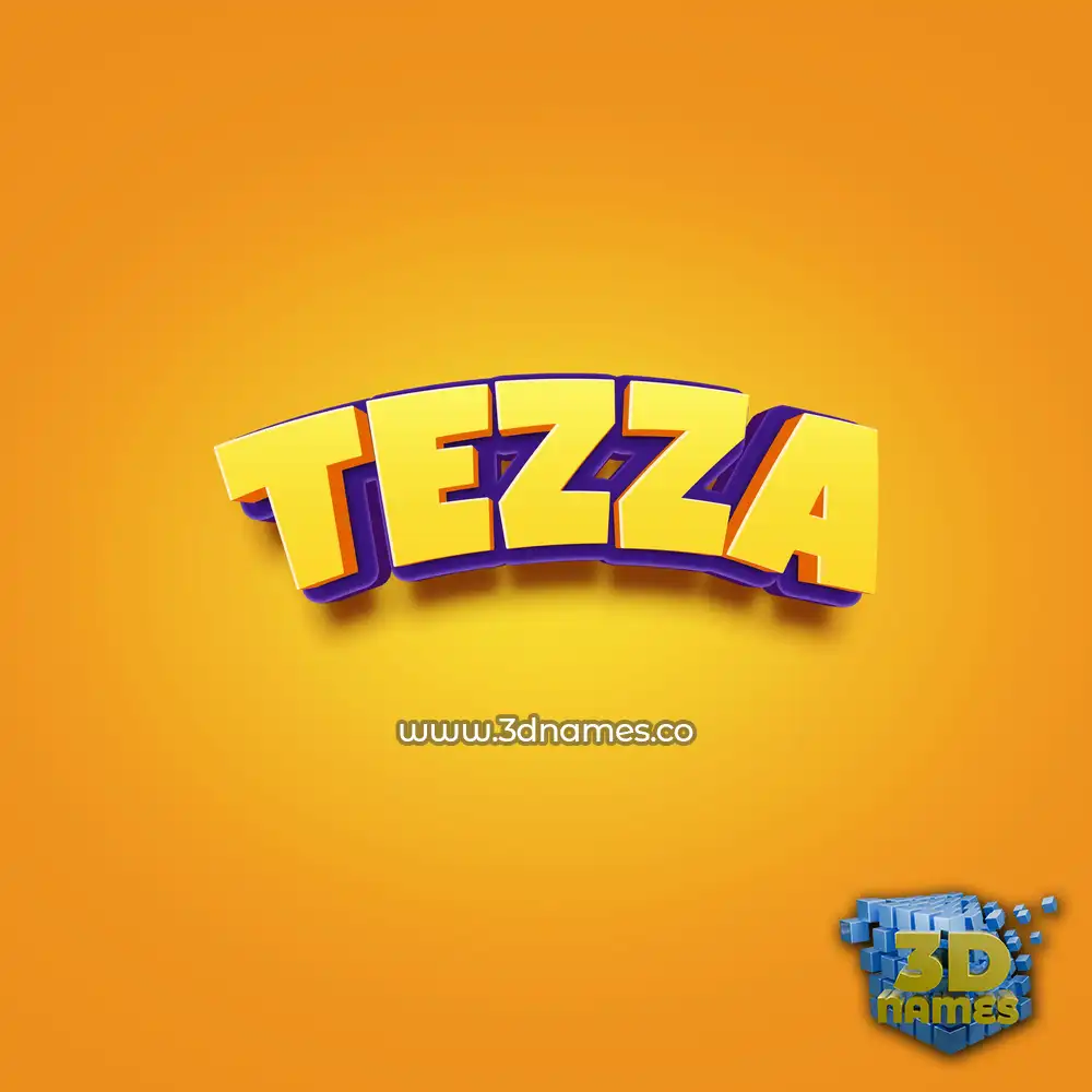 tezza in Orange Toon style - 3D name wallpaper