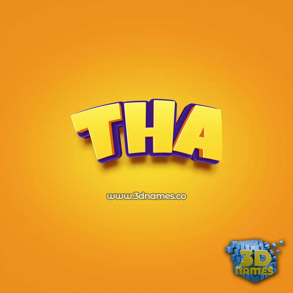 tha in Orange Toon style - 3D name wallpaper