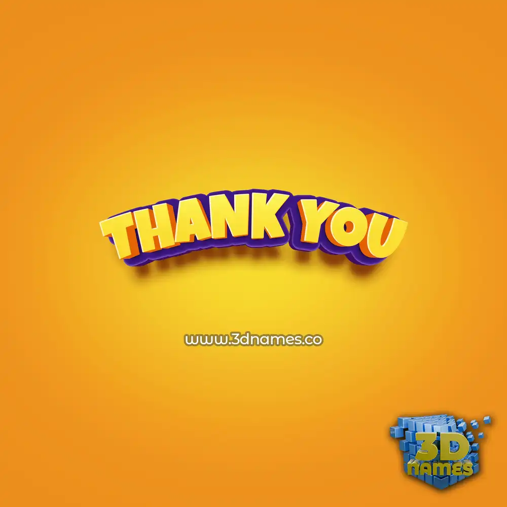 thank you in Orange Toon style - 3D name wallpaper