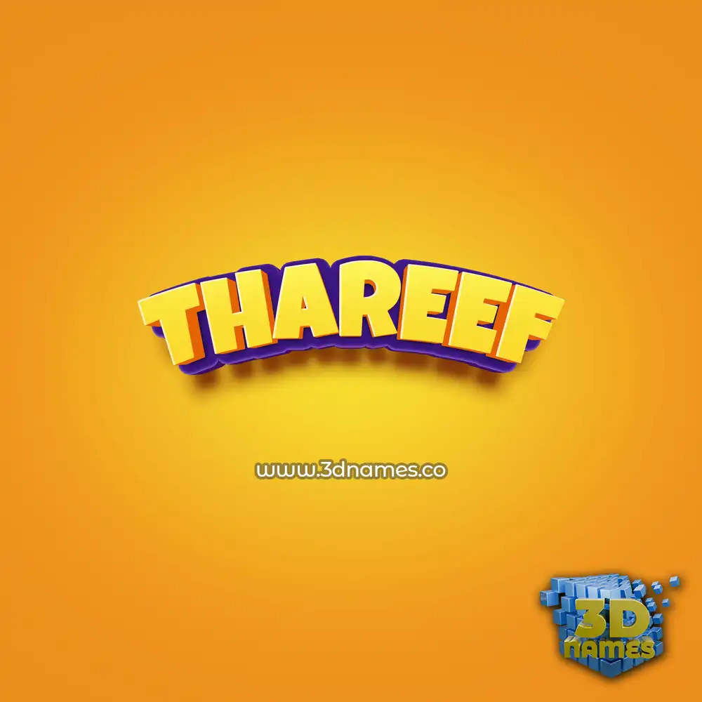 thareef in Orange Toon style - 3D name wallpaper