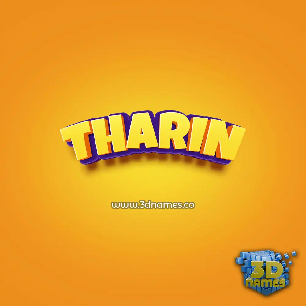 tharin in Orange Toon style - 3D name wallpaper