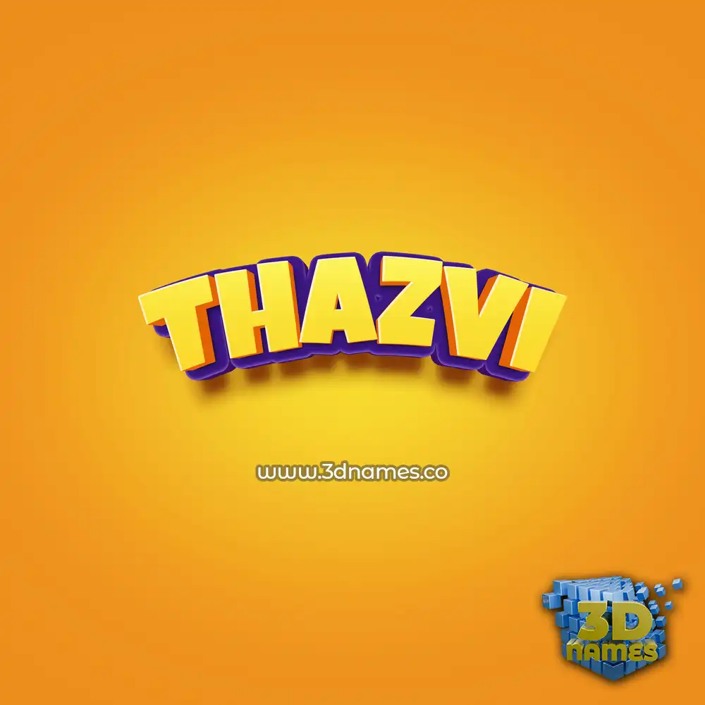 thazvi in Orange Toon style - 3D name wallpaper