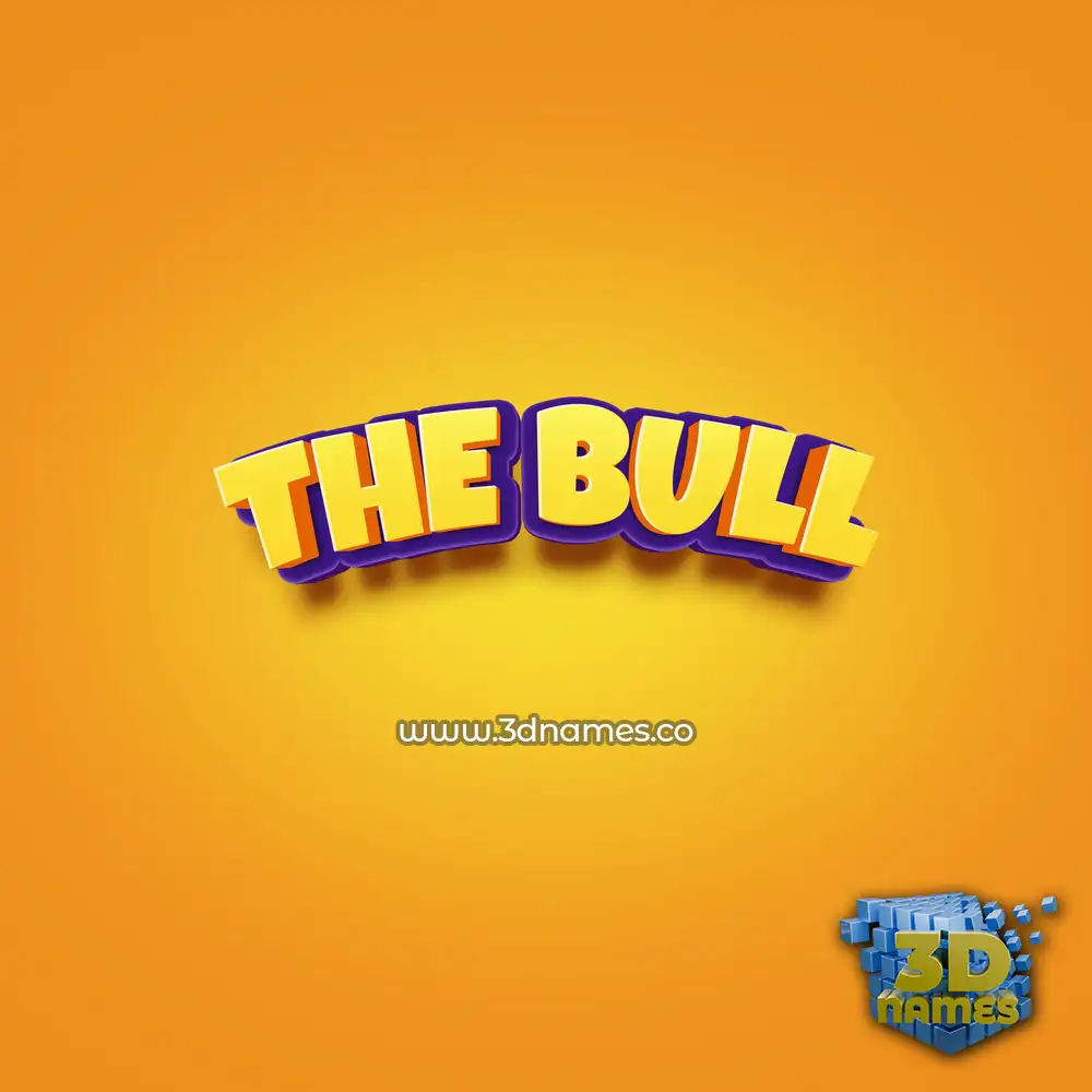 the bull in Orange Toon style - 3D name wallpaper