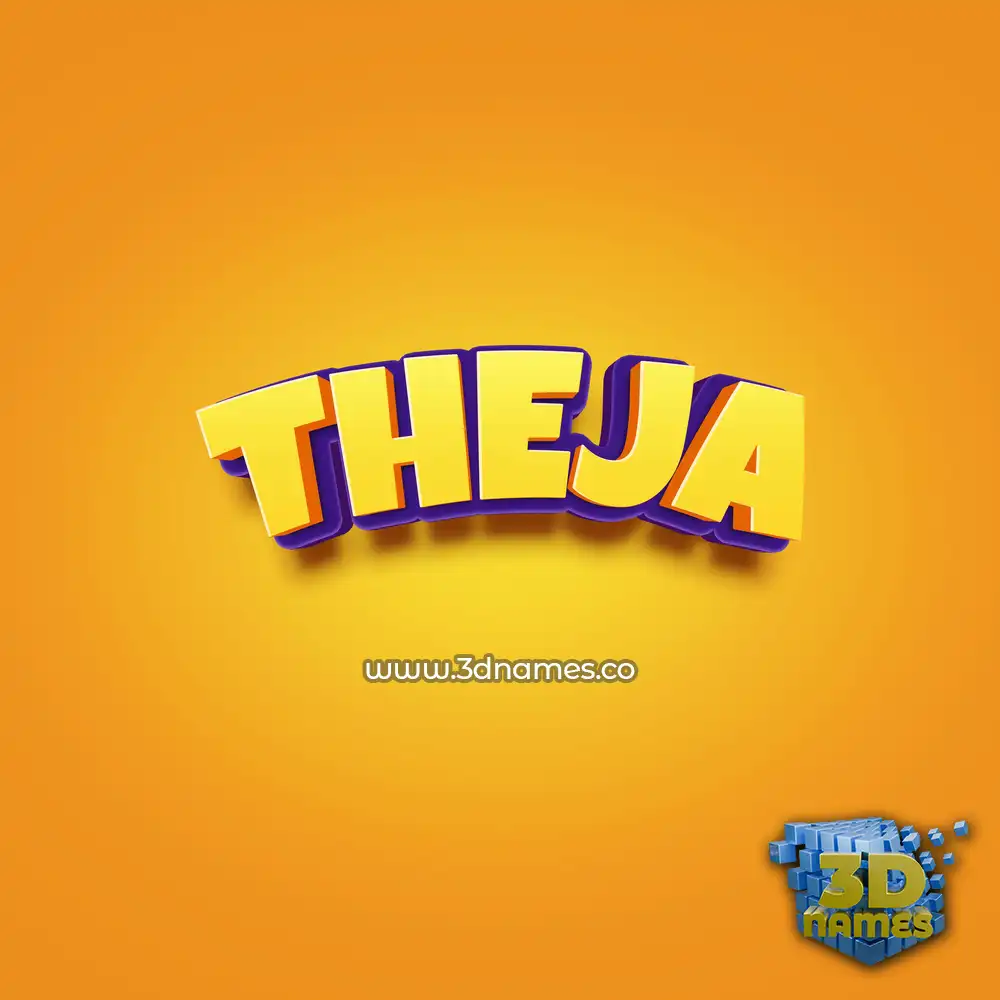 theja in Orange Toon style - 3D name wallpaper