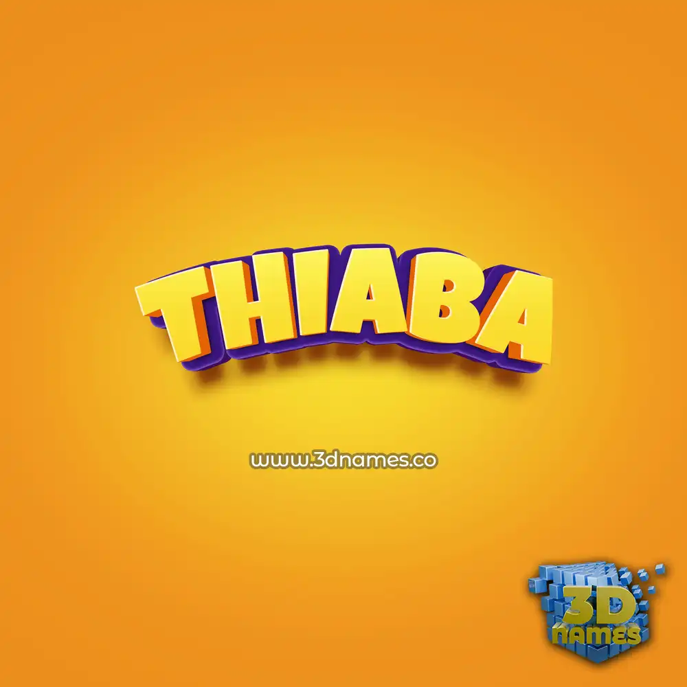 thiaba in Orange Toon style - 3D name wallpaper