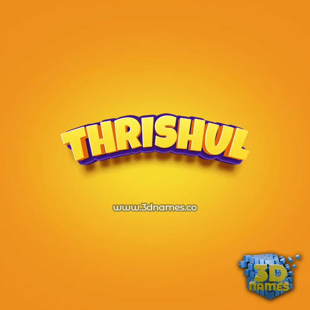 thrishul in Orange Toon style - 3D name wallpaper