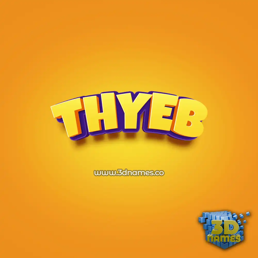 thyeb in Orange Toon style - 3D name wallpaper