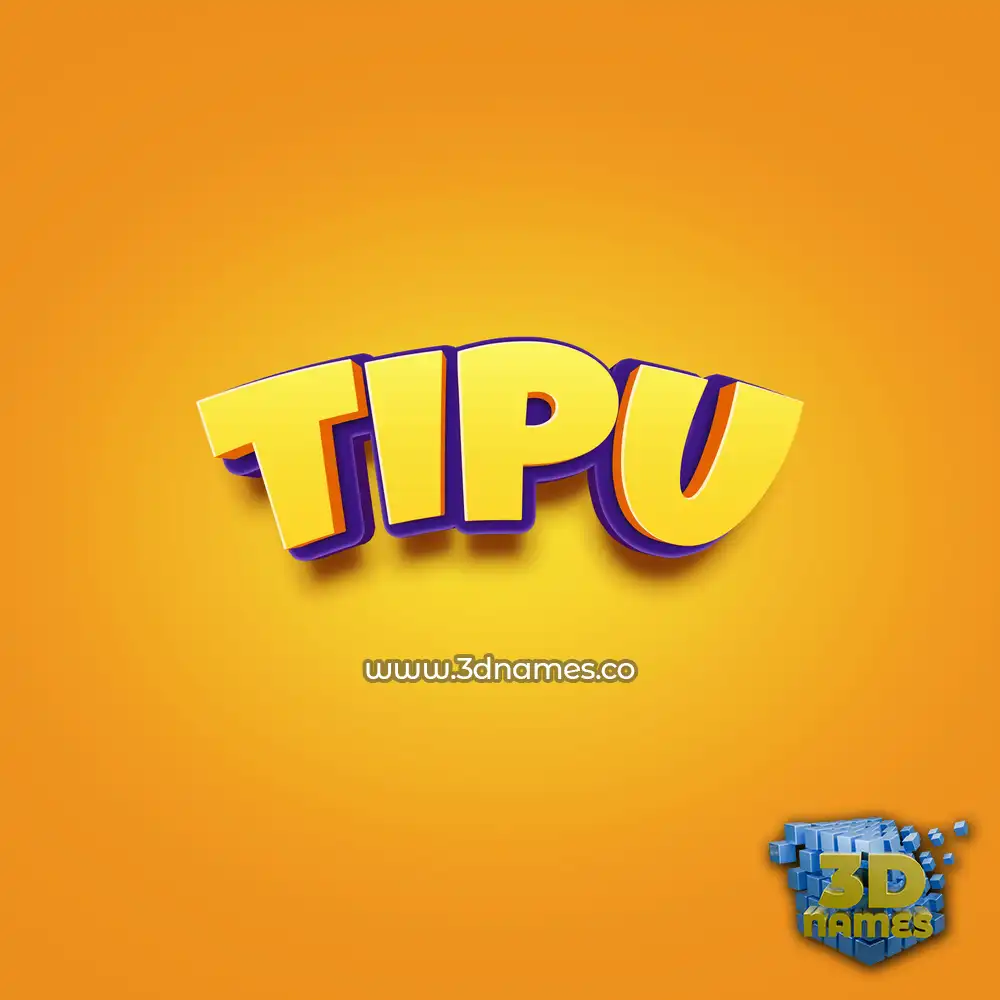 tipu in Orange Toon style - 3D name wallpaper