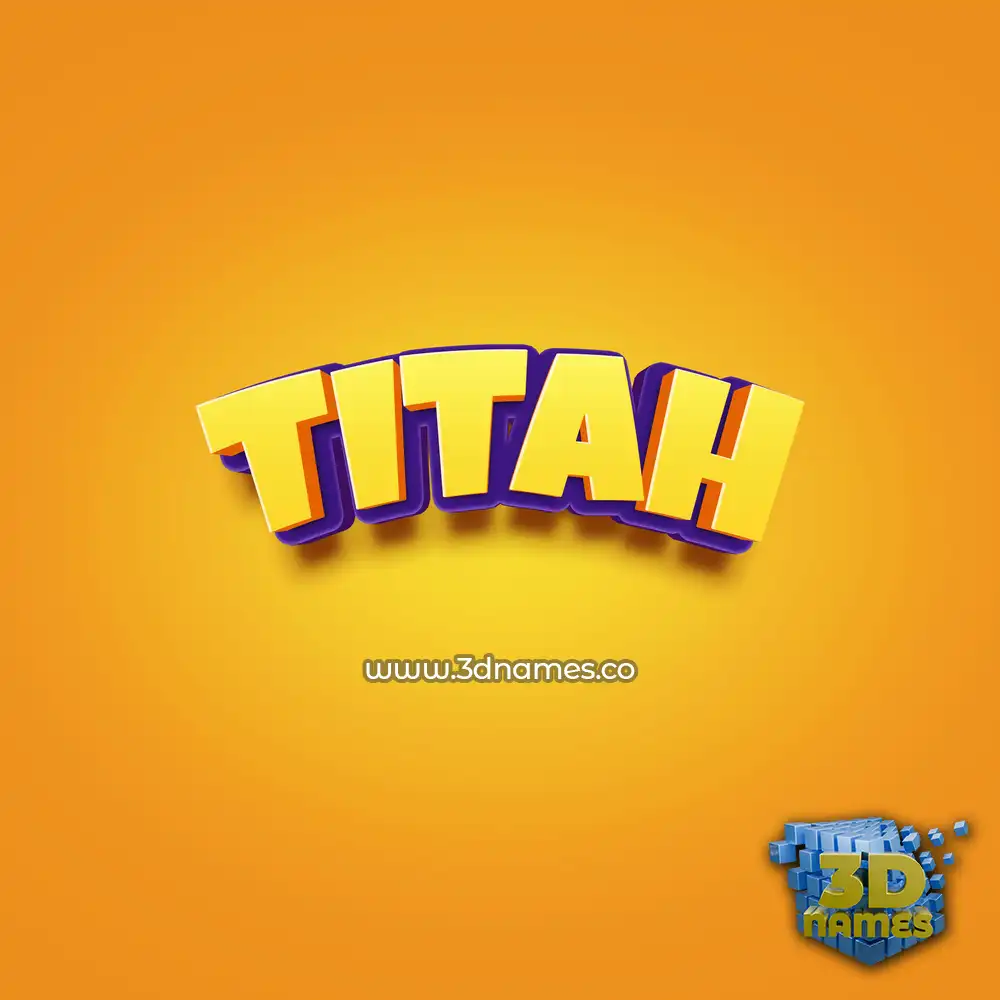titah in Orange Toon style - 3D name wallpaper
