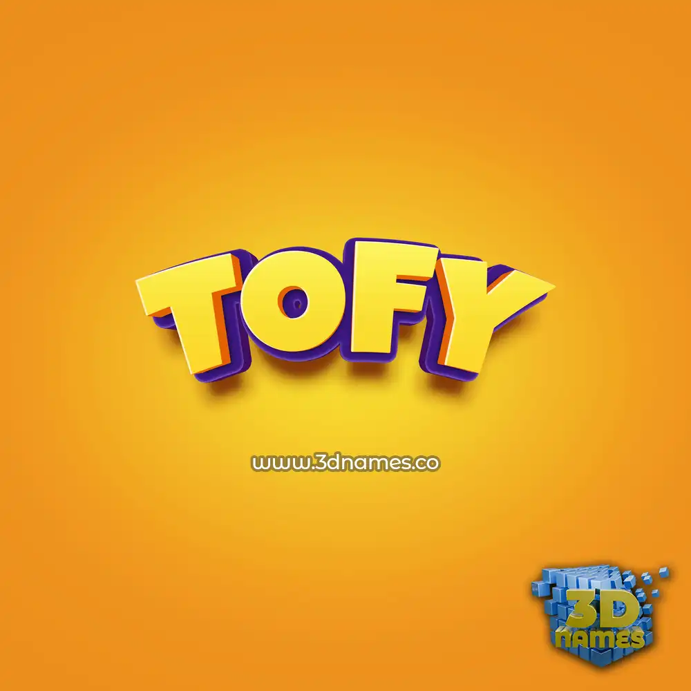 tofy in Orange Toon style - 3D name wallpaper