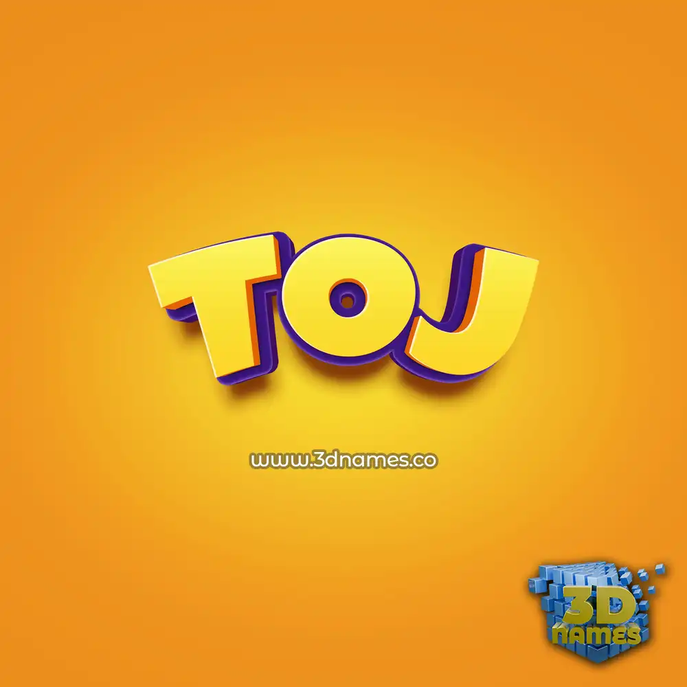 toj in Orange Toon style - 3D name wallpaper