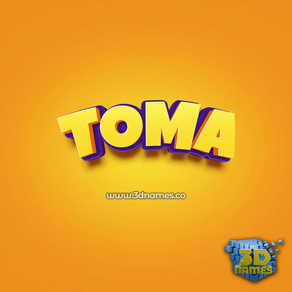toma in Orange Toon style - 3D name wallpaper