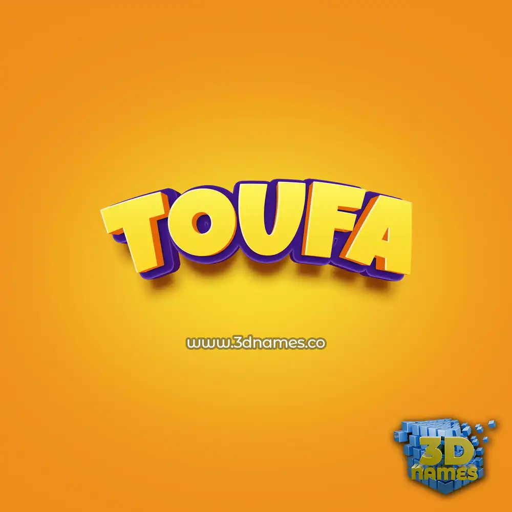 toufa in Orange Toon style - 3D name wallpaper