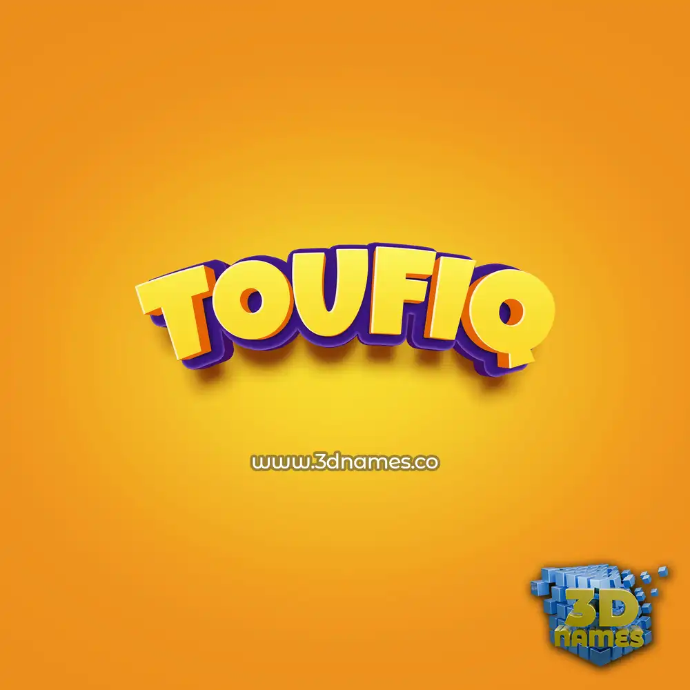 toufiq in Orange Toon style - 3D name wallpaper