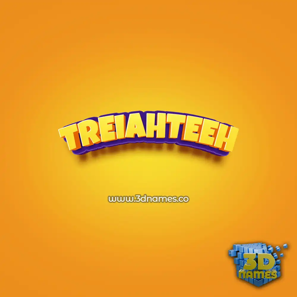 treiahteeh in Orange Toon style - 3D name wallpaper