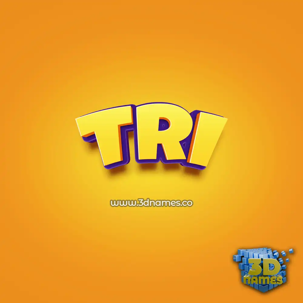 tri in Orange Toon style - 3D name wallpaper