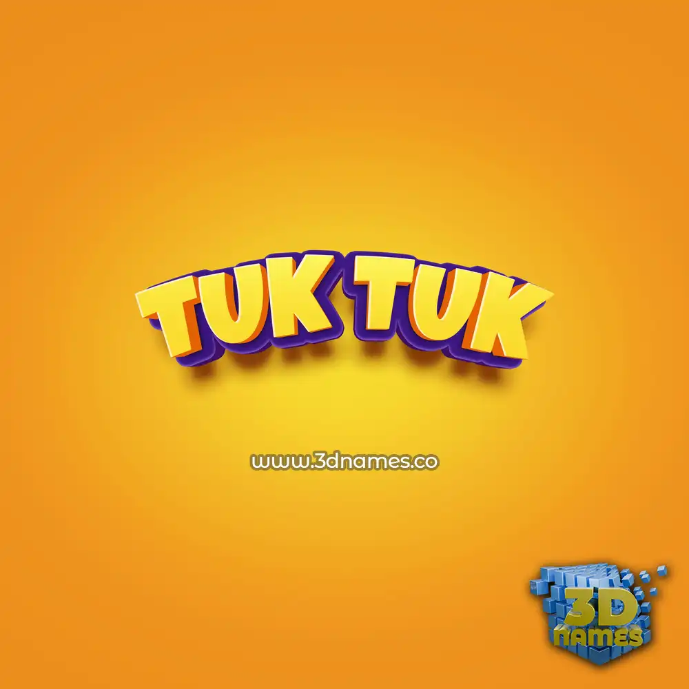 tuk tuk in Orange Toon style - 3D name wallpaper