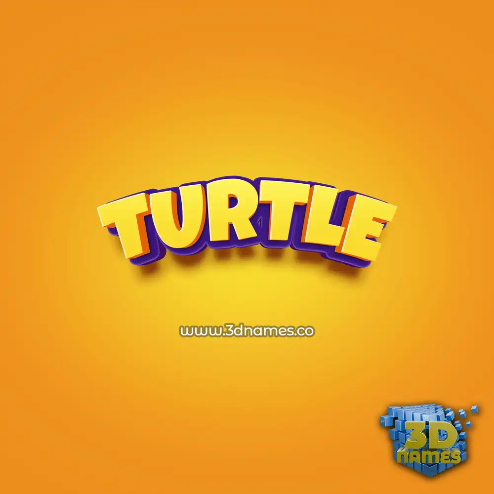 turtle in Orange Toon style - 3D name wallpaper